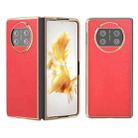 For Huawei Mate X3 Nano Plating Wood Texture PU Phone Case(Red) - 1