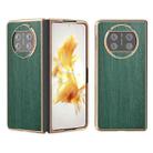 For Huawei Mate X3 Nano Plating Wood Texture PU Phone Case(Green) - 1