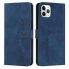 For iPhone 15 Pro Skin Feel Heart Pattern Leather Phone Case(Blue) - 1