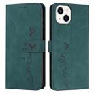 For iPhone 15 Plus Skin Feel Heart Pattern Leather Phone Case(Green) - 1