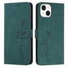 For iPhone 15 Skin Feel Heart Pattern Leather Phone Case(Green) - 1