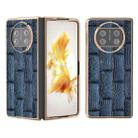 For Huawei Mate X3 Nano Plating Genuine Leather Mahjong Texture Phone Case(Blue) - 1