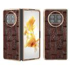 For Huawei Mate X3 Nano Plating Genuine Leather Mahjong Texture Phone Case(Brown) - 1