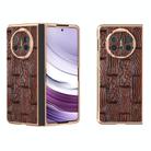For Huawei Mate X5 Nano Plating Genuine Leather Mahjong Texture Phone Case(Brown) - 1