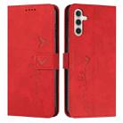 For Samsung Galaxy S23 FE 5G Skin Feel Heart Pattern Leather Phone Case(Red) - 1