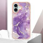 For iPhone 16 Plus Electroplating Marble Pattern Dual-side IMD TPU Shockproof Phone Case (Purple 002) - 2