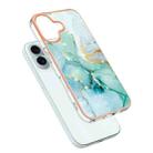 For iPhone 16 Plus Electroplating Marble Pattern Dual-side IMD TPU Shockproof Phone Case (Green 003) - 3