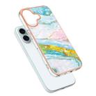 For iPhone 16 Plus Electroplating Marble Pattern Dual-side IMD TPU Shockproof Phone Case (Green 004) - 3