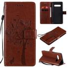 For LG V60 ThinQ 5G Tree & Cat Embossed Pattern Horizontal Flip Leather Case with Holder & Card Slots & Wallet & Lanyard(Coffee) - 1