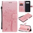 For LG V60 ThinQ 5G Tree & Cat Embossed Pattern Horizontal Flip Leather Case with Holder & Card Slots & Wallet & Lanyard(Rose Gold) - 1