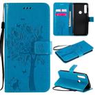 For Motorola Moto G Power Tree & Cat Embossed Pattern Horizontal Flip Leather Case with Holder & Card Slots & Wallet & Lanyard(Blue) - 1