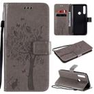 For Motorola Moto G Power Tree & Cat Embossed Pattern Horizontal Flip Leather Case with Holder & Card Slots & Wallet & Lanyard(Grey) - 1