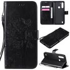 For Motorola Moto G8 Power Lite Tree & Cat Embossed Pattern Horizontal Flip Leather Case with Holder & Card Slots & Wallet & Lanyard(Black) - 1