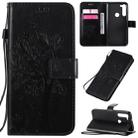 For Motorola Moto G8 Power Tree & Cat Embossed Pattern Horizontal Flip Leather Case with Holder & Card Slots & Wallet & Lanyard(Black) - 1