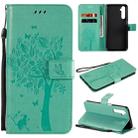 For OPPO Realme 6 Tree & Cat Embossed Pattern Horizontal Flip Leather Case with Holder & Card Slots & Wallet & Lanyard(Green) - 1