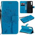 For OPPO Realme 6 Tree & Cat Embossed Pattern Horizontal Flip Leather Case with Holder & Card Slots & Wallet & Lanyard(Blue) - 1