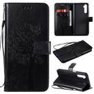 For OPPO Realme 6 Tree & Cat Embossed Pattern Horizontal Flip Leather Case with Holder & Card Slots & Wallet & Lanyard(Black) - 1