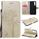 For OPPO Realme 6 Tree & Cat Embossed Pattern Horizontal Flip Leather Case with Holder & Card Slots & Wallet & Lanyard(Gold) - 1