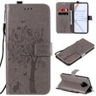 For Xiaomi Redmi K30 Pro Tree & Cat Embossed Pattern Horizontal Flip Leather Case with Holder & Card Slots & Wallet & Lanyard(Grey) - 1