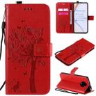 For Xiaomi Redmi K30 Pro Tree & Cat Embossed Pattern Horizontal Flip Leather Case with Holder & Card Slots & Wallet & Lanyard(Red) - 1