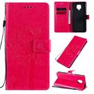 For Xiaomi Redmi Note 9 Pro Tree & Cat Embossed Pattern Horizontal Flip Leather Case with Holder & Card Slots & Wallet & Lanyard(Rose Red) - 1