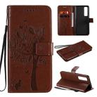 For Huawei Nova 7 Pro Tree & Cat Embossed Pattern Horizontal Flip Leather Case with Holder & Card Slots & Wallet & Lanyard(Coffee) - 1