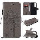 For Huawei Nova 7 Pro Tree & Cat Embossed Pattern Horizontal Flip Leather Case with Holder & Card Slots & Wallet & Lanyard(Grey) - 1