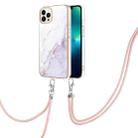 For iPhone 15 Pro Electroplating Marble Pattern IMD TPU Shockproof Case with Neck Lanyard(White 006) - 1