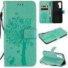 For Huawei Nova 7 SE Tree & Cat Embossed Pattern Horizontal Flip Leather Case with Holder & Card Slots & Wallet & Lanyard(Green) - 1