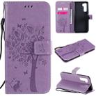 For Huawei Nova 7 SE Tree & Cat Embossed Pattern Horizontal Flip Leather Case with Holder & Card Slots & Wallet & Lanyard(Light Purple) - 1