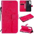 For Huawei Nova 7 SE Tree & Cat Embossed Pattern Horizontal Flip Leather Case with Holder & Card Slots & Wallet & Lanyard(Rose Red) - 1
