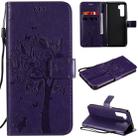 For Huawei Nova 7 SE Tree & Cat Embossed Pattern Horizontal Flip Leather Case with Holder & Card Slots & Wallet & Lanyard(Purple) - 1