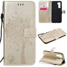 For Huawei Nova 7 SE Tree & Cat Embossed Pattern Horizontal Flip Leather Case with Holder & Card Slots & Wallet & Lanyard(Gold) - 1