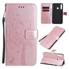 For Huawei P40 Lite E Tree & Cat Embossed Pattern Horizontal Flip Leather Case with Holder & Card Slots & Wallet & Lanyard(Rose Gold) - 1