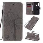 For Huawei P40 Lite E Tree & Cat Embossed Pattern Horizontal Flip Leather Case with Holder & Card Slots & Wallet & Lanyard(Grey) - 1