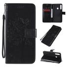 For Huawei P40 Lite E Tree & Cat Embossed Pattern Horizontal Flip Leather Case with Holder & Card Slots & Wallet & Lanyard(Black) - 1
