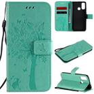 For Huawei P Smart 2020 Tree & Cat Embossed Pattern Horizontal Flip Leather Case with Holder & Card Slots & Wallet & Lanyard(Green) - 1