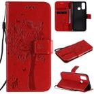 For Huawei P Smart 2020 Tree & Cat Embossed Pattern Horizontal Flip Leather Case with Holder & Card Slots & Wallet & Lanyard(Red) - 1