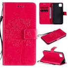 For Huawei Y5p Tree & Cat Embossed Pattern Horizontal Flip Leather Case with Holder & Card Slots & Wallet & Lanyard(Rose Red) - 1