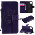 For Huawei Y5p Tree & Cat Embossed Pattern Horizontal Flip Leather Case with Holder & Card Slots & Wallet & Lanyard(Purple) - 1