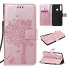 For Huawei Y6p Tree & Cat Embossed Pattern Horizontal Flip Leather Case with Holder & Card Slots & Wallet & Lanyard(Rose Gold) - 1