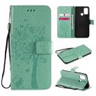 For Huawei Honor 9A Tree & Cat Embossed Pattern Horizontal Flip Leather Case with Holder & Card Slots & Wallet & Lanyard(Green) - 1