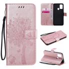 For Huawei Honor 9A Tree & Cat Embossed Pattern Horizontal Flip Leather Case with Holder & Card Slots & Wallet & Lanyard(Rose Gold) - 1