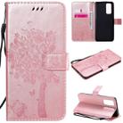 For Huawei Honor 30 Pro Tree & Cat Embossed Pattern Horizontal Flip Leather Case with Holder & Card Slots & Wallet & Lanyard(Rose Gold) - 1