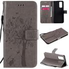 For Huawei Honor 30 Pro Tree & Cat Embossed Pattern Horizontal Flip Leather Case with Holder & Card Slots & Wallet & Lanyard(Grey) - 1