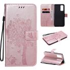 For Huawei Honor 30 Tree & Cat Embossed Pattern Horizontal Flip Leather Case with Holder & Card Slots & Wallet & Lanyard(Rose Gold) - 1