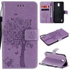 For Nokia 1.3 Tree & Cat Embossed Pattern Horizontal Flip Leather Case with Holder & Card Slots & Wallet & Lanyard(Light Purple) - 1