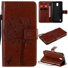 For Nokia 1.3 Tree & Cat Embossed Pattern Horizontal Flip Leather Case with Holder & Card Slots & Wallet & Lanyard(Coffee) - 1