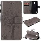For Nokia 1.3 Tree & Cat Embossed Pattern Horizontal Flip Leather Case with Holder & Card Slots & Wallet & Lanyard(Grey) - 1