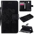 For Nokia 1.3 Tree & Cat Embossed Pattern Horizontal Flip Leather Case with Holder & Card Slots & Wallet & Lanyard(Black) - 1